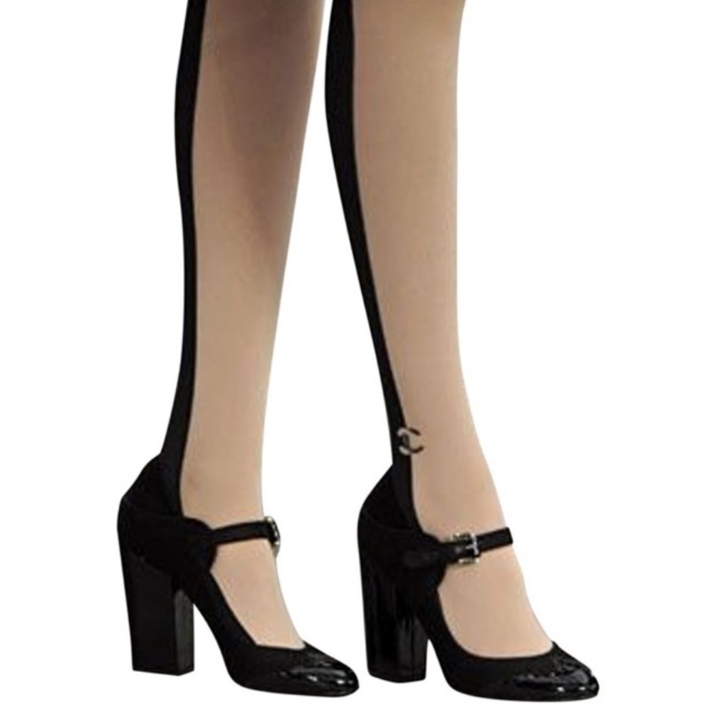 Chanel Tights two toned logo tights